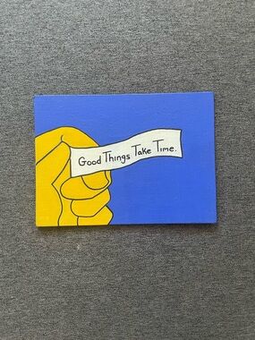 Good Things Take Time Blue & Yellow Wall Art Canvas